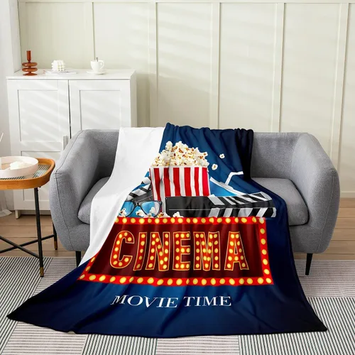 Miniatura 42 de Feelyou Manta de felpa para cine, manta de franela con patrón de palomitas de maíz para niños, niñas, adolescentes, póster de cine para todas