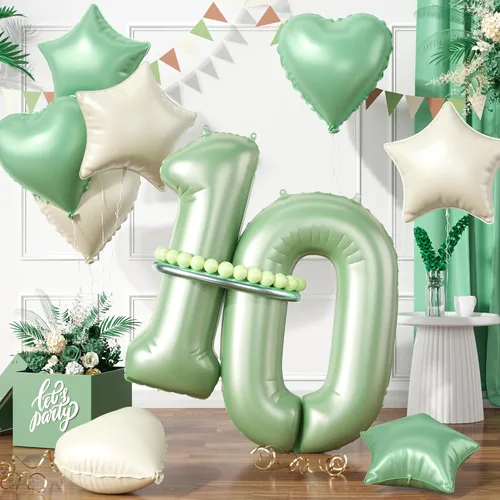Miniatura 49 de Globos dorados de color champán con el número 11, globos de oro claro, globo de aluminio dorado con forma de corazón con estrella y globo largo