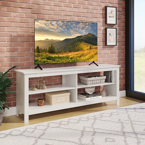 Miniatura 10 de Panana Moderno soporte de TV con 4 estantes abiertos, centro de entretenimiento de 55 pulgadas para televisores de hasta 65 pulgadas, consola de TV