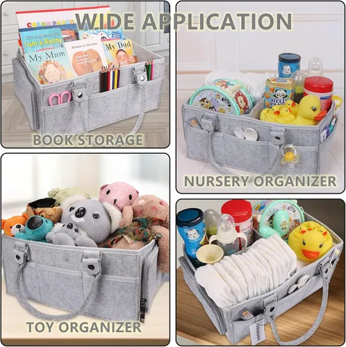 Miniatura 4 de XUANGUO Organizador de Pañales para Bebé con Asa - Cesta de Almacenamiento de Guardería Neutral por Género - Bolsa de Mano Portátil - Organizador