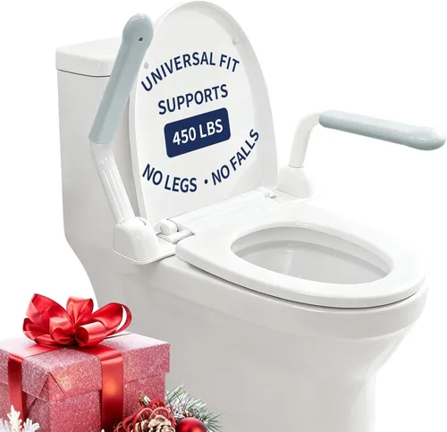 Rieles de seguridad para inodoro para personas mayores con reposabrazos abatibles, rieles de soporte de inodoro resistentes con asa de elevación