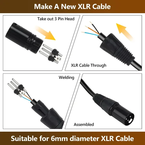 Miniatura 7 de Conector de cable XLR de 3 pines 10 pares macho y hembra Conector de cable Conector de cable de micrófono de audio