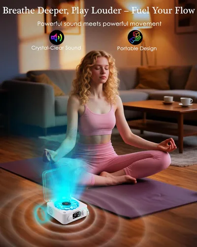 Miniatura 9 de Waves Altavoz Bluetooth de Vinilo, Estilo Reproductor de Discos de Vinilo con Ruido Blanco de Sonido Oceánico, Altavoces Bluetooth Retro con Luz