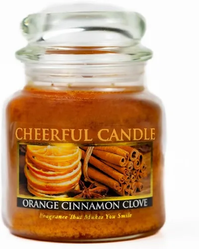 A Cheerful Giver - Vela en tarro de vidrio perfumada de naranja y canela (16 onzas) con tapa y fragancia fiel a la vida, fabricada en Estados Unidos