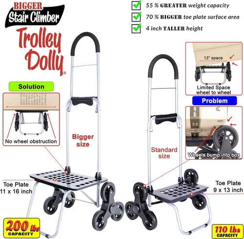 Miniatura 2 de dbest products - Carro de compras más grande para escaleras Trolley Dolly, plegable para compras de comestibles, color negro, apto