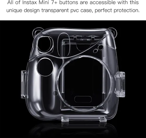Miniatura 8 de Fintie Funda protectora transparente para cámara Fujifilm Instax Mini 7+ de película instantánea - Carcasa rígida de cristal con correa de hombro
