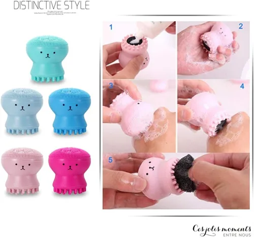 Miniatura 4 de Vtrem Limpiador facial de silicona para mujer: 5 unidades de pulpo, limpiador facial de silicona para cara para masaje exfoliante profundo, cepillo