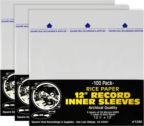 Miniatura 9 de (100) Fundas interiores de registro de 12 pulgadas, 3 capas de calidad de archivo, polietileno de alta densidad antiestático con inserto de papel