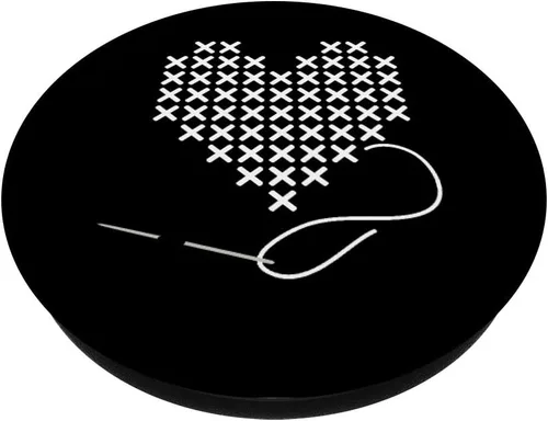 Miniatura 2 de I love Cross Stitch Corazón and Needle en blanco PopSockets PopGrip: agarre intercambiable para teléfonos y tabletas
