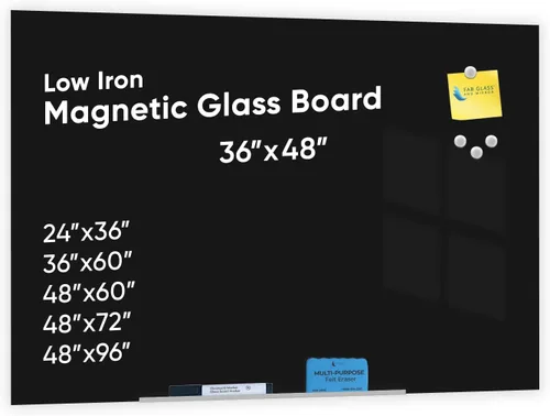 Miniatura 31 de Fab Glass and Mirror - Pizarrón magnético de vidrio con borrador, Negro