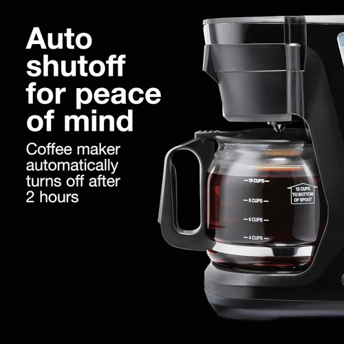 Miniatura 6 de Proctor Silex FrontFill - Cafetera de goteo, digital y programable, jarra de vidrio de 12 tazas, color negro y plateado (43685PS)