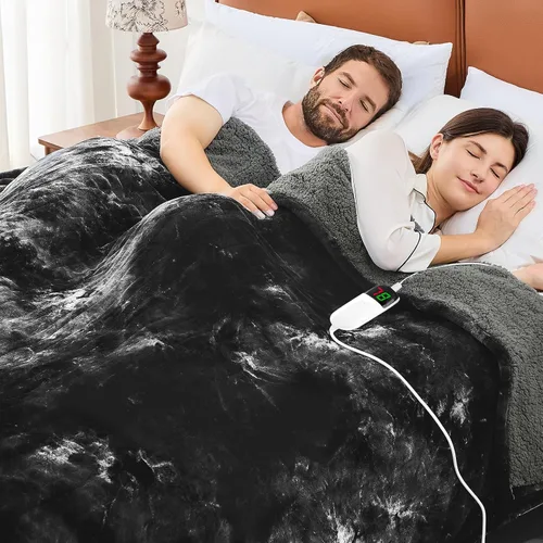 Miniatura 12 de greenoak Manta eléctrica con calefacción, manta térmica de piel sintética Sherpa para sofá cama, regalos cálidos de invierno para mujeres/ella