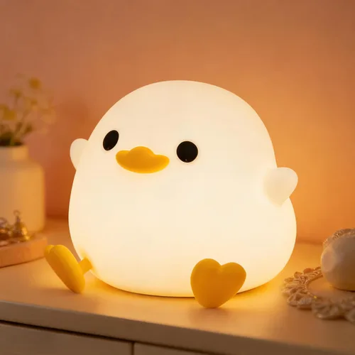Miniatura 8 de Luz nocturna de silicona de pingüino, bonita lámpara de pingüino rosa con sombrero, luz nocturna de guardería para bebé, recargable/regulable, Bebé