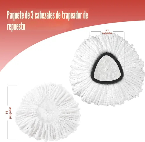 Miniatura 5 de Repuesto de cabezal de trapeador, 3 unidades de repuesto de fregona giratoria compatible con el sistema O Cedar Easywring de 1 tanque, gran poder