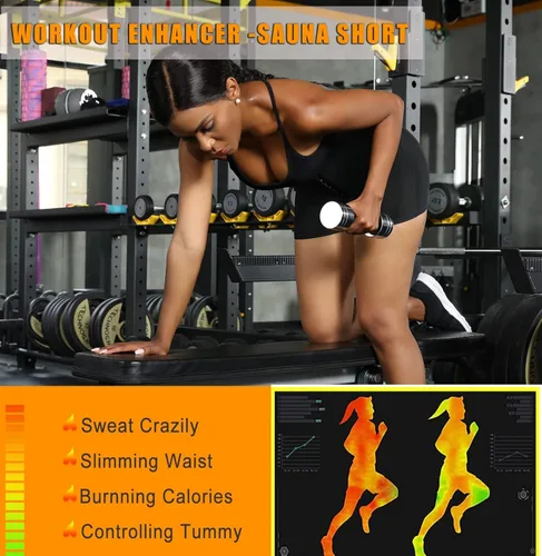 Miniatura 5 de Pantalones cortos para sudar de sauna, pantalones de compresión, entrenamiento, gimnasio, ejercicio, entrenamiento de cintura, moldeador de cuerpo