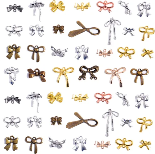 Miniatura 17 de stino 100 gramos de dijes de metal para hacer joyas, chapados en plata y oro, paquete a granel para pulseras, collares, manualidades Cruz