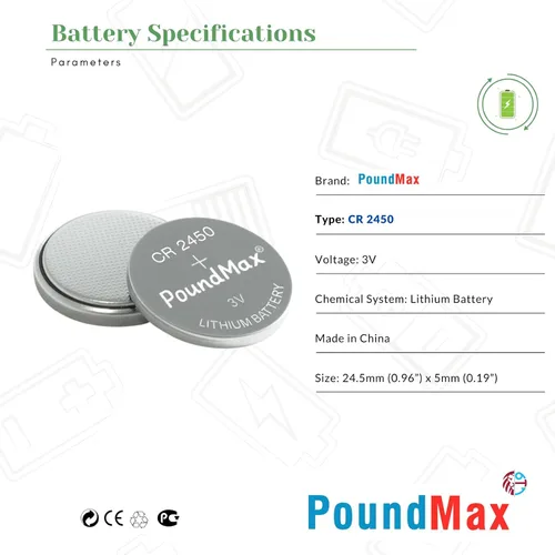 Miniatura 5 de PoundMax CR 2450 Baterías de litio, tipo botón de 3 V, paquete combinado - 5