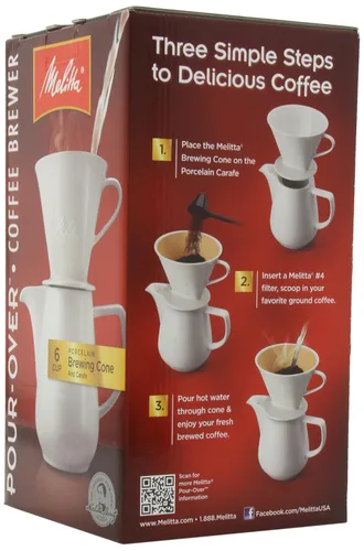 Miniatura 5 de Melitta cafetera, cápsula con vertedor más taza para viaje paquete de 2., 6 tazas con jarra de porcelana, paquete de de 1