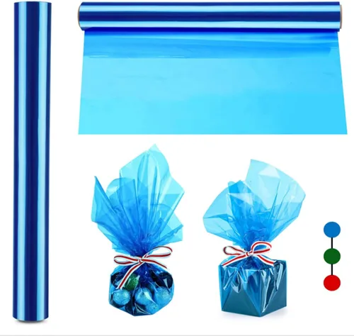 Miniatura 8 de Envoltura de celofán iridiscente de 32 pulgadas para cestas de regalo, papel de regalo arcoíris, rollo de película arcoíris para bolsas, ramo