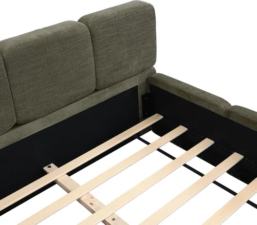 Miniatura 9 de Harper & Bright Designs Boucle - Base de cama de plataforma, tamaño Queen, plataforma estilo bloque, cama tapizada con conexión a tierra