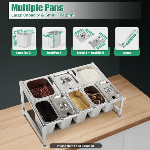 Miniatura 2 de Estante de especias expandible de 2 niveles, estante organizador de acero inoxidable con tapas de sartenes, cucharones, soporte de encimera
