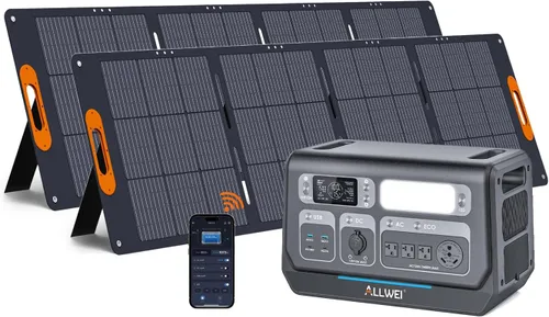 Miniatura 11 de ALLWEI - Estación de energía portátil 300 W (pico 600 W) mejorada, banco de batería LiFePO4 de 256 Wh, generador solar con 6 puertos de salida