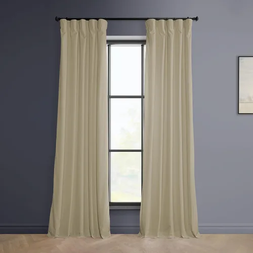 HPD Half Price Drapes VPYC-161204-96 Cortina de terciopelo de felpa Heritage (1 panel), 50 X 96, beige claro