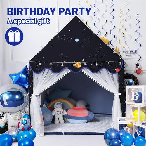 Miniatura 7 de Wilwolfer Space - Tienda de campaña para niños en interior: con paspartú, tienda de campaña para niños, juguetes espaciales, decoraciones
