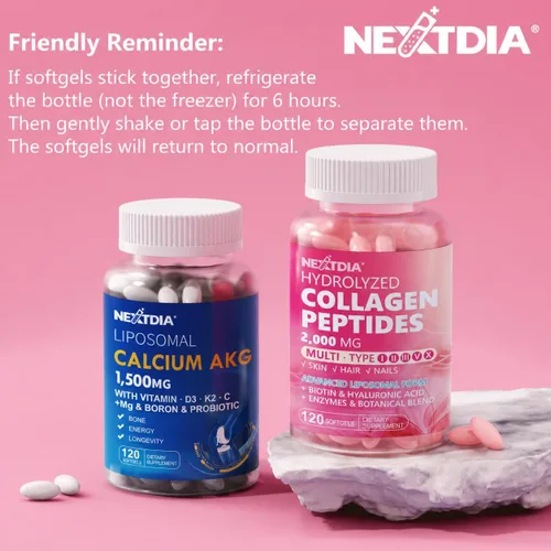 Miniatura 9 de Paquete de 2 píldoras de péptidos de colágeno liposomal para mujeres, 2000 mg, colágeno hidrolizado múltiple tipo I, II, III, V, X con 2500 mcg