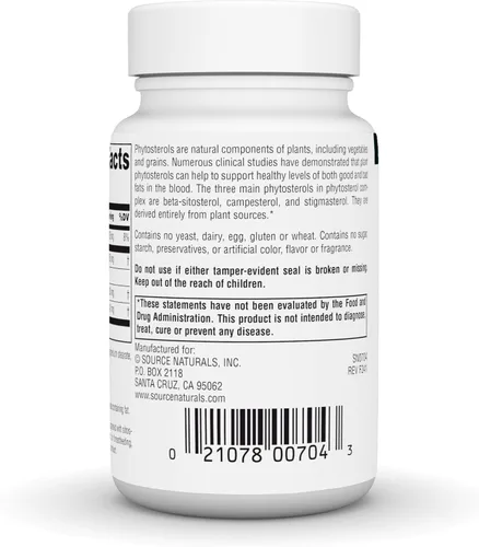 Miniatura 4 de Source Naturals Complejo de fitosterol con beta-sitosterol, apoya niveles saludables de colesterol*, 113 mg - 90 tabletas