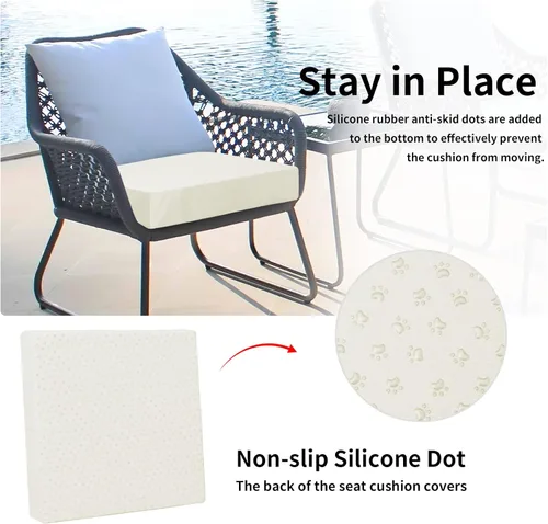 Miniatura 5 de Easy-Going - Paquete de 4 fundas de cojín impermeables para patio, de 24x22x4 pulgadas, fundas de repuesto antideslizantes para asientos al aire