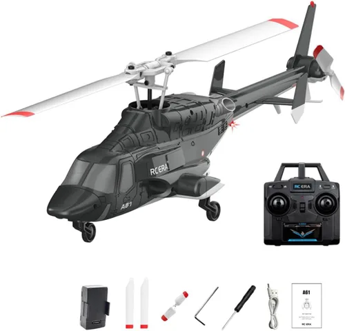 RC ERA A61 Helicóptero RC con despegue/aterrizaje con una tecla, escala 1/52 Air-Wolf Rotor individual 2.4G 4CH Heli Aircraft Altitude Hold,