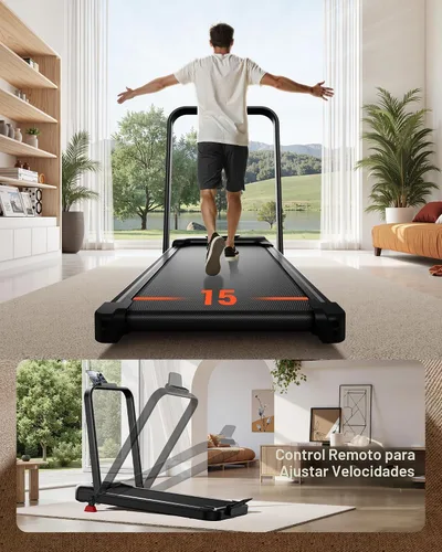 Miniatura 4 de Caminadora con barra de mango - Cinta de correr plegable silenciosa de 2.5 HP para oficina en casa, debajo del escritorio, almohadilla portátil