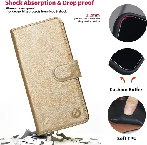 Miniatura 6 de Funda tipo cartera para Samsung Galaxy A03S, funda plegable de piel de alta calidad, con bloqueo RFID, tarjetero y soporte magnético tipo folio, TPU