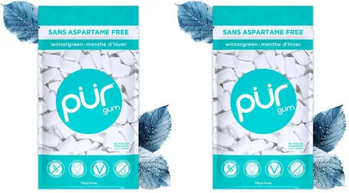 Miniatura 20 de PUR Gum Chicle sin Aspartame 100% Xilitol Chicle con sabor natural a menta verde, 55 piezas (Paquete de 1)