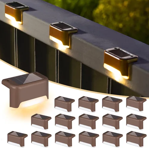 Solpex luces Led solares para cubierta al aire libre, paquete de 16, impermeables, ideales para escaleras, cercas, patio, y senderos (luz blanco