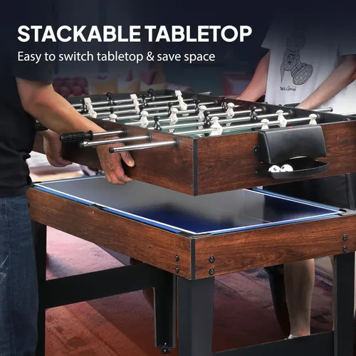 Miniatura 5 de PEXMOR Mesa de juego múltiple 6 en 1 para adultos, mesa combinada para sala de juegos, juego de mesa de juego de 48 pulgadas