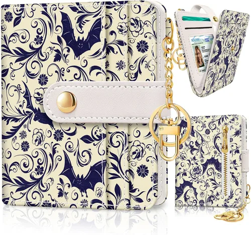 Miniatura 39 de Jogjam Cartera pequeña para mujer, Rfid delgada y compacta para tarjetas de crédito, billetera plegable de piel sintética, bolsillo con cremallera