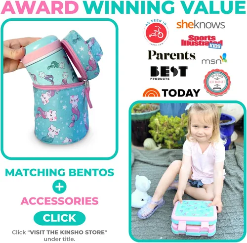 Miniatura 6 de kinsho Lonchera con bolsa de hielo para niñas y niños, bolsa aislada para guardería preescolar, cajas de contenedores para aperitivos y almuerzos