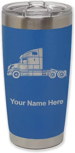 Miniatura 28 de LaserGram Taza aislada al vacío de 20 onzas, cabina de camión, grabado personalizado incluido (negro)