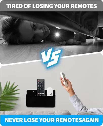 Miniatura 3 de Soporte de Control Remoto Ajustable de 3 Ranuras con Montaje en Pared, Organizador Adhesivo para Control de TV con Fondo Hueco para Carga, Soporte