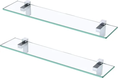 Miniatura 22 de KES BGS3201S35-2 - Estante de vidrio templado de 14 pulgadas de grosor para montaje en pared, rectangular, soporte de níquel cepillado, BGS3201S35-2