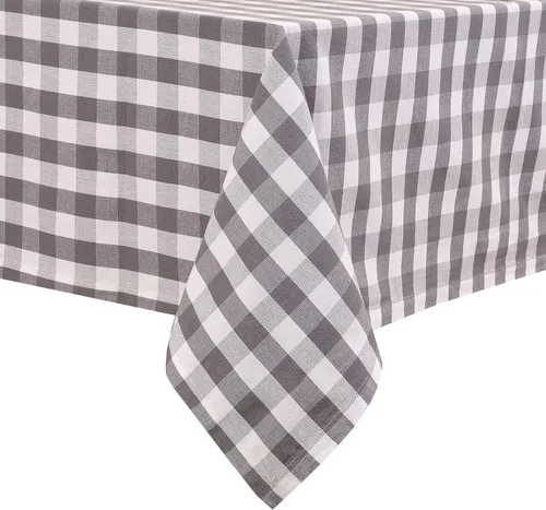 Miniatura 13 de Urban Villa - Mantel de mesa 100 % algodón, para uso diario, cenas familiares o fiestas en interiores o exteriores, a cuadros, color negro/blanco