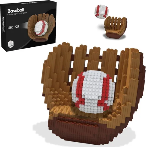 Juego de bloques de construcción 3D de béisbol, pelota y guantes, juguete educativo, perfecto para edades de 14, 15, 16 años en adelante,