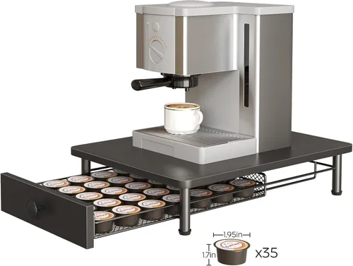 Miniatura 6 de YATINEY Soporte para cajones de cápsulas de café, cajón de cápsulas de café para taza K, organizador de almacenamiento de cápsulas de café de Negro