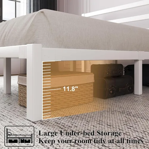 Miniatura 4 de LoVinson Armazón de Cama Tamaño Queen, Armazón de Cama de Plataforma de Servicio Pesado con Base de Metal Resistente, Almacenamiento Bajo la Cama