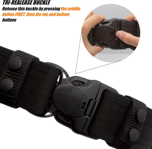 Miniatura 5 de TACNEX Cinturón de servicio con forro de gancho 4 soportes 2" de nylon de seguridad para oficial de policía y aplicación de la ley, cinturón