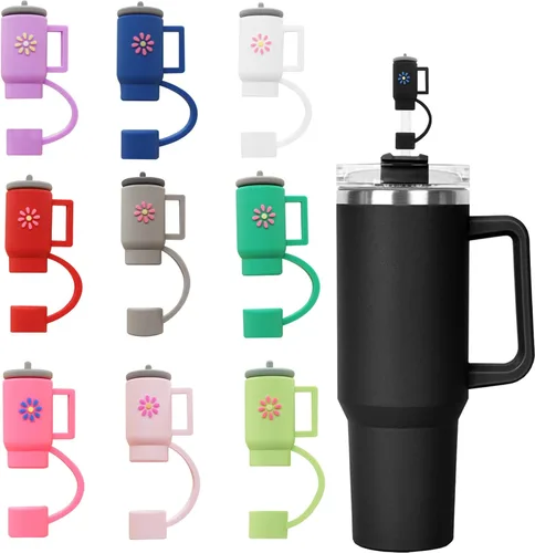 Miniatura 20 de LDKEDKF 11 piezas de cubiertas para pajitas de vaso Stanley, tapa de silicona para pajitas de vaso Stanley de 30 y 40 onzas con vasos, accesorios