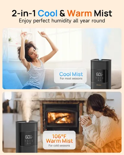 Miniatura 2 de Humidificadores de niebla cálida y fría para dormitorio, 500 pies cuadrados, humidificador de llenado superior de 2.1 galones/8L, habitación grande