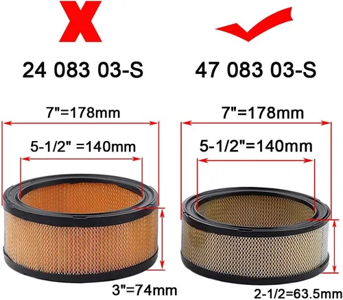 Miniatura 2 de 47-083-03-S1 Filtro de aire 24-083-02-S Pre filtro 12-050-01-S Bujía de filtro de aceite compatible con Kohler CH18 CH20 CH22 CH23 CH25 CV18 CV20